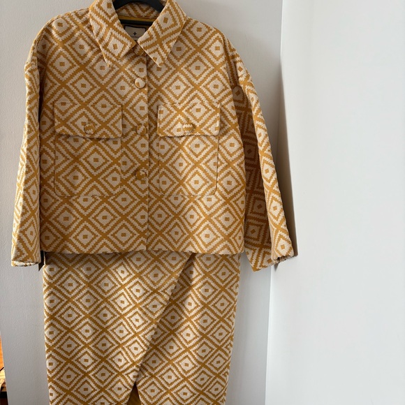 Tuckernuck Elegant Rare Marigold Tweed Boxy Jacket Size M In Yellow Gold NWT - Picture 5 of 10